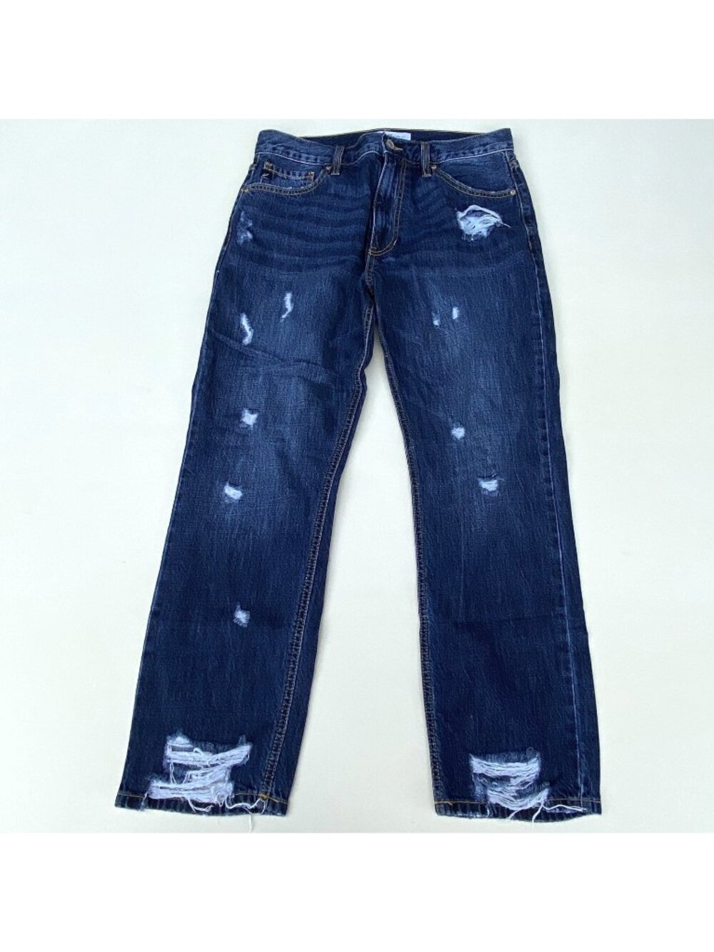 KanCan Jeans Womens 9 Blue Distressed Ripped Straight Leg Denim